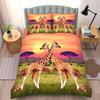 Soft Duvet Cover Set Featuring Stylized Girafe Design Warm Colors Toned Borders for Exotic Charm Suitable Children Kids Plus Adult Peoples Soft