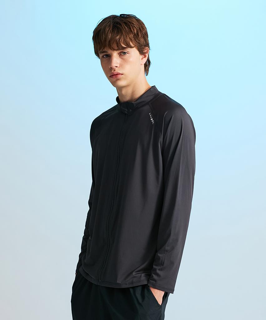Leijibi Multi-Cooling Essential Loose Fit Zip-Up Rash Guard M Charcoal