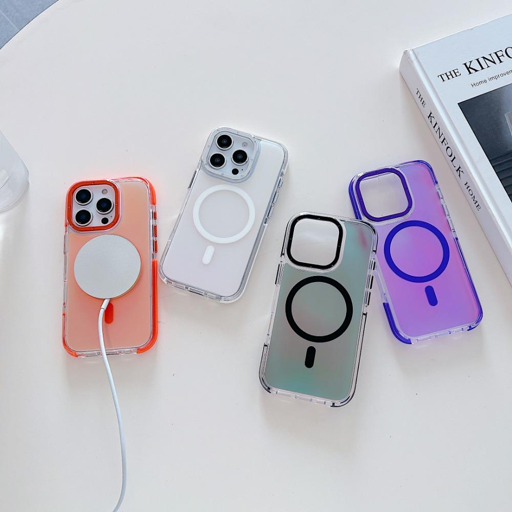 Luxury Color Metal Lens for MagSafe Magnetic Case For iPhone 16 11 12 13 14 Plus 15 ProMax Wireless Charging Discolour Cover