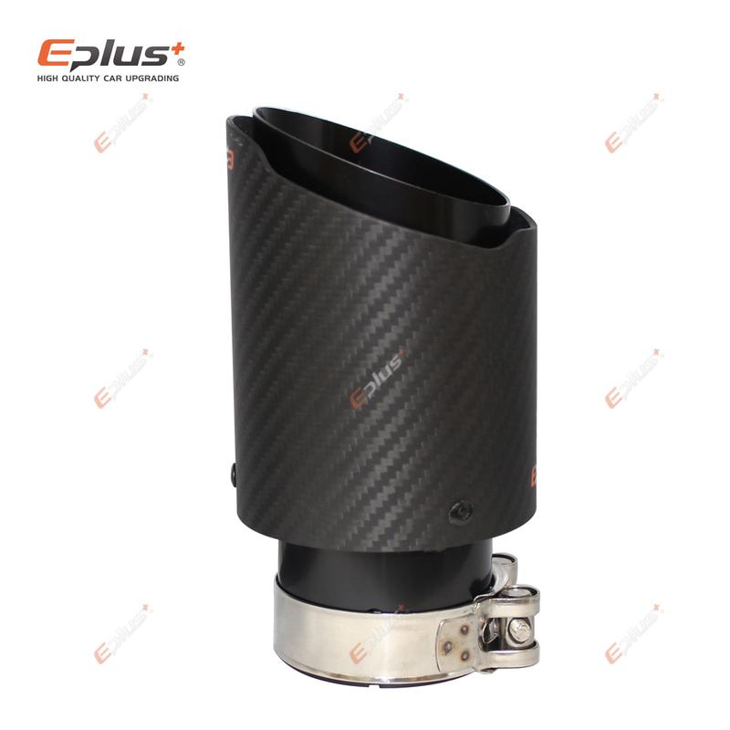 EPLUS Car Matte Carbon Fiber Muffler Tip Exhaust System Pipe Mufflers Nozzle Universal Straight Stainless Black For Akrapovic
