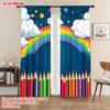 Room Darkening Colorful Pencil Rainbow Curtains Design Drapes Polyester Window Treatment Kids Curtain Set Of 2 Made With Rod Pocket Washable Playroom