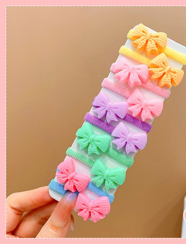 10pcs New Fashion High Elasticity Sweet Cute Baby Hair Rope Girls Hair Accessories Rubber Band for Children Cartoon Hair Band
