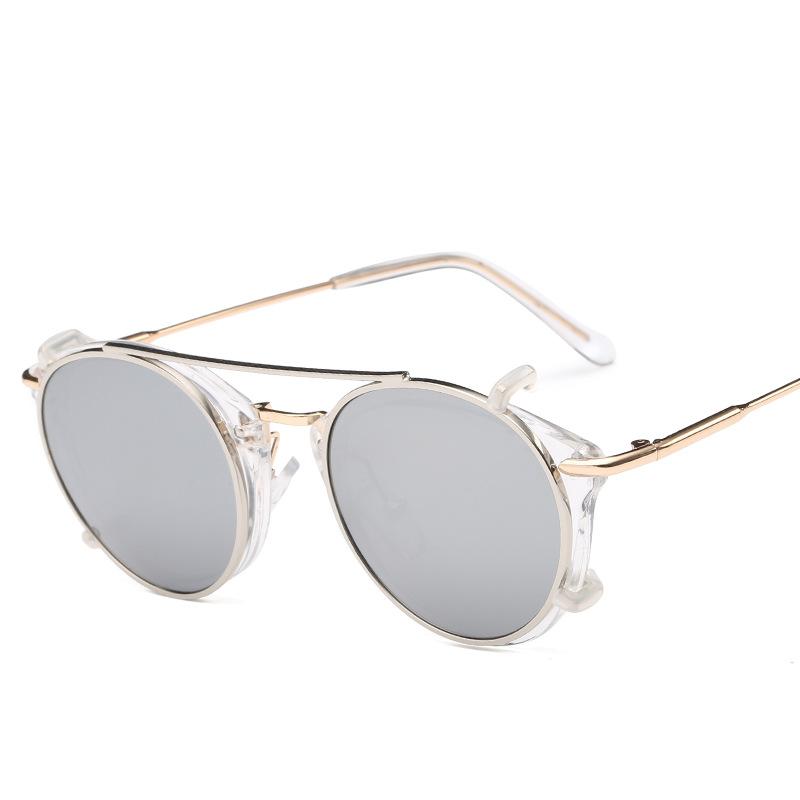 Two Usage Flip Cover Punk Sunglasses Retro Double Layer Steampunk Flip-Up Sun Glasses Black Shades Glasses Computer Eyeglasses