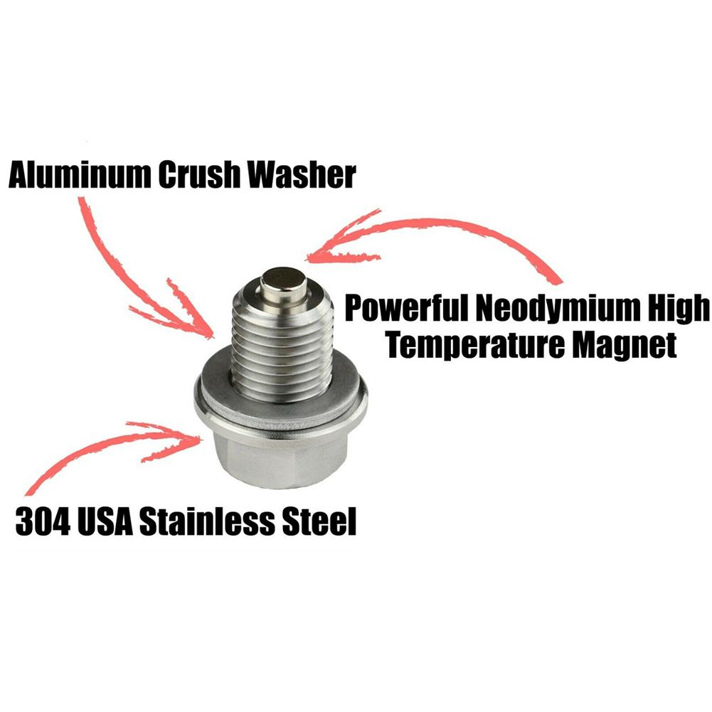 M18/M16/M14*1.5 M12*1.25 Magnetic Oil Drain Plug Neo Magnets Oil Drain Sump Nut Drain Bolt Silver Oil Drain Plugs 3