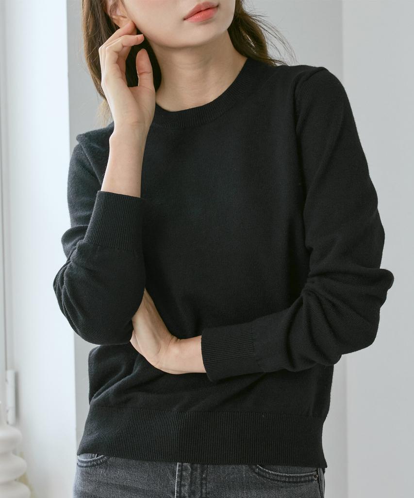 210EDIT Unisex Soft Knit Round Neck [Black]_Zz4Sw070