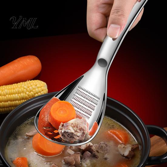 Cooking Spoon with Drain Holes 5-in-1 Stainless Steel Spoon, Multifunctional Kitchen Slotted Tools for Potato Garlic Masher, Egg Separator,
