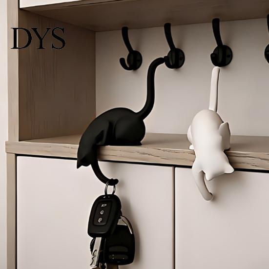 Decorative Key Holder 3D Printed Cat Shelf Sitter with Lantern, Whimsical Figurine Hook for Creative Home Decor Accessories Keys, Book Edge