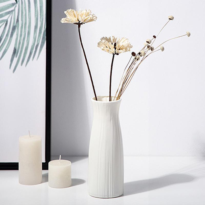 Nordic Vases Plastic Imitation Ceramic Flower Pot Living Room Desktop Home Dining Wedding Table Decor Ornament