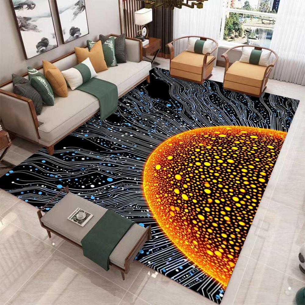 Abstrakter Sonnenstrahl Teppich Sonnenuntergang Teppich Wohnzimmer Schlafzimmer Vollteppich Heimdekoration Leiterplattenstruktur Teppich