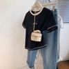 Tricou cu mânecă scurtă pentru femei, vară, design de nișă, broderie, top subțiere, tricou