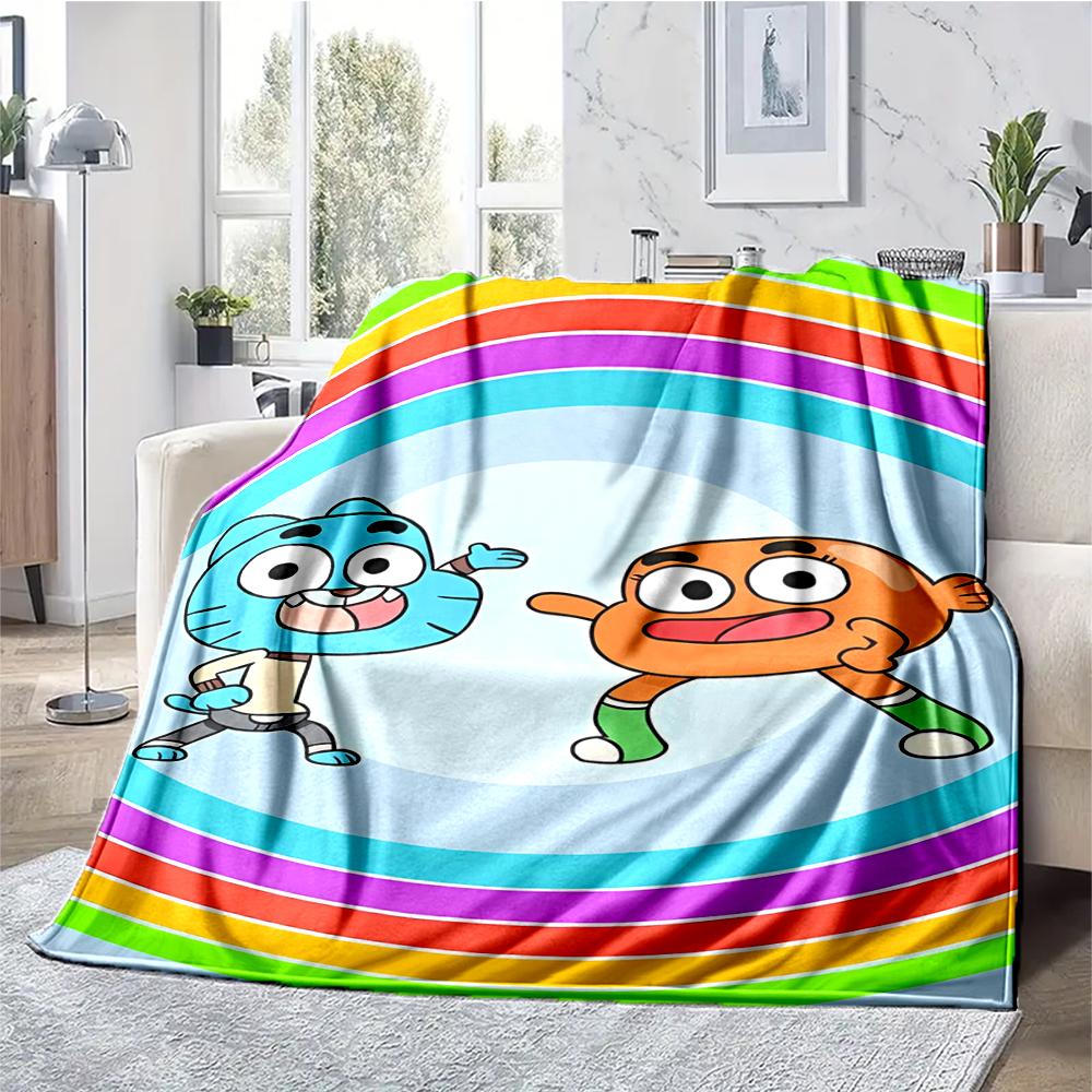 Die erstaunliche Welt von Gumball Motiv Aufdruck Decke - Perfekt für Sofa, Bett, Reisen & Außenbereich | Maschinenwaschbar, Gemütlich & Langlebig.
