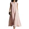 Summer Sleeveless Dress for Women Casual V Neck Long Tank Dress Flowy A-line Beach Sundress with Pockets