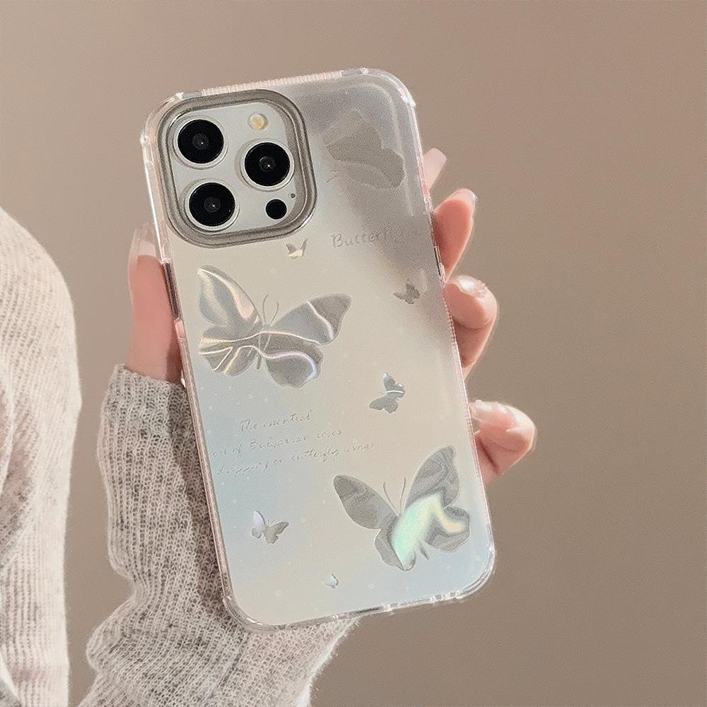 Blue Gradient Hollowed-out Butterfly Case for IPhone 16, Apple Phone Case for IPhone 15 Pro Max, with Water Ripple Pattern