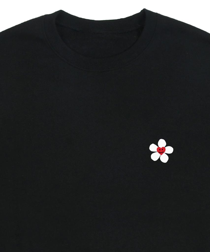 GRAVER [Unisex] Flower Heart Logo Smile Sweatshirt_Black