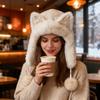 Cappello Lei Feng Morbido Peluche Design Orecchie di Volpe Caldo Velluto Foderato con Pelliccia Sintetica di Coniglio Rex Vestibilità Elastica Regolabile Cappello da Equitazione