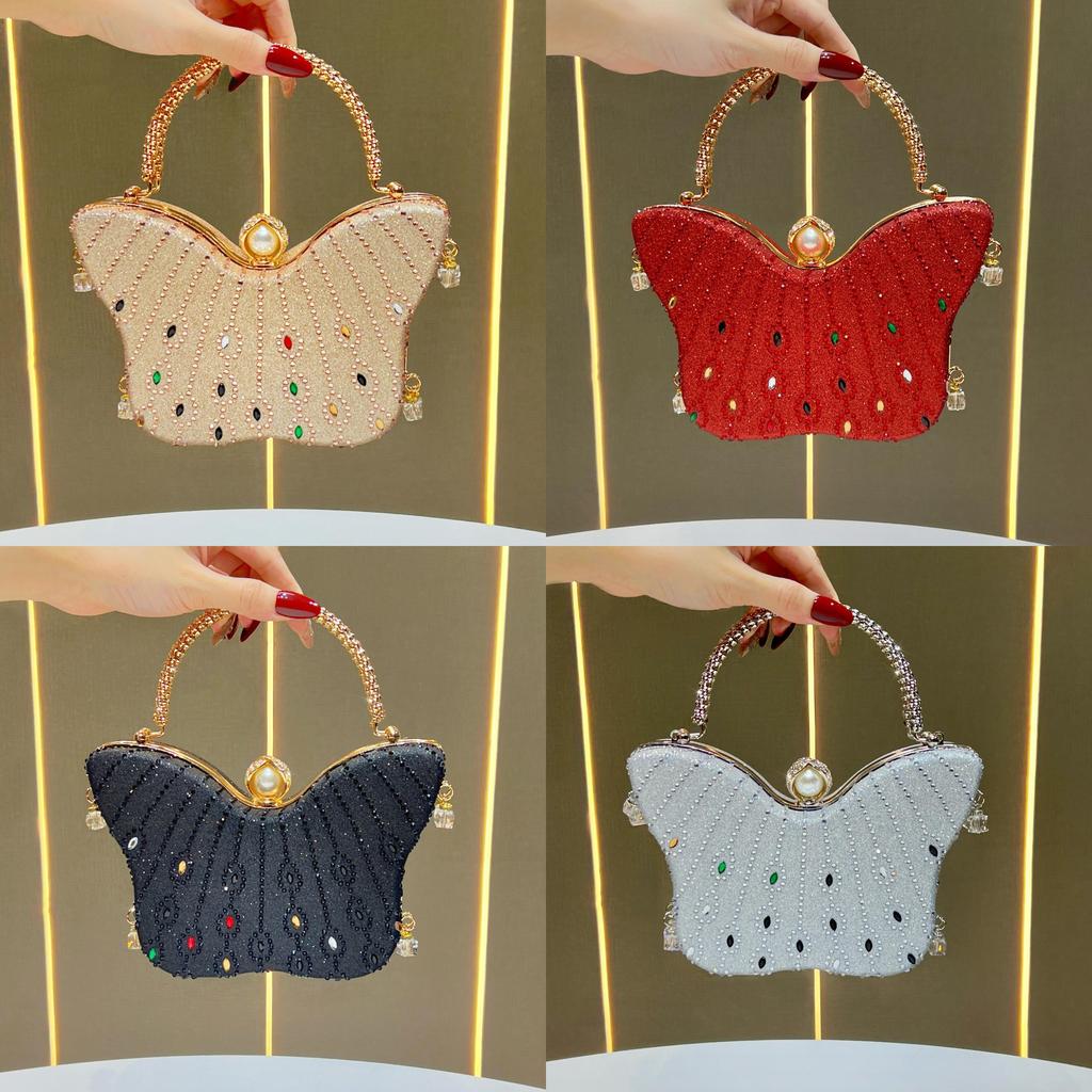 Luxury Butterfly Evening Clutch With Rhinestone Embellishments For Formal Events
