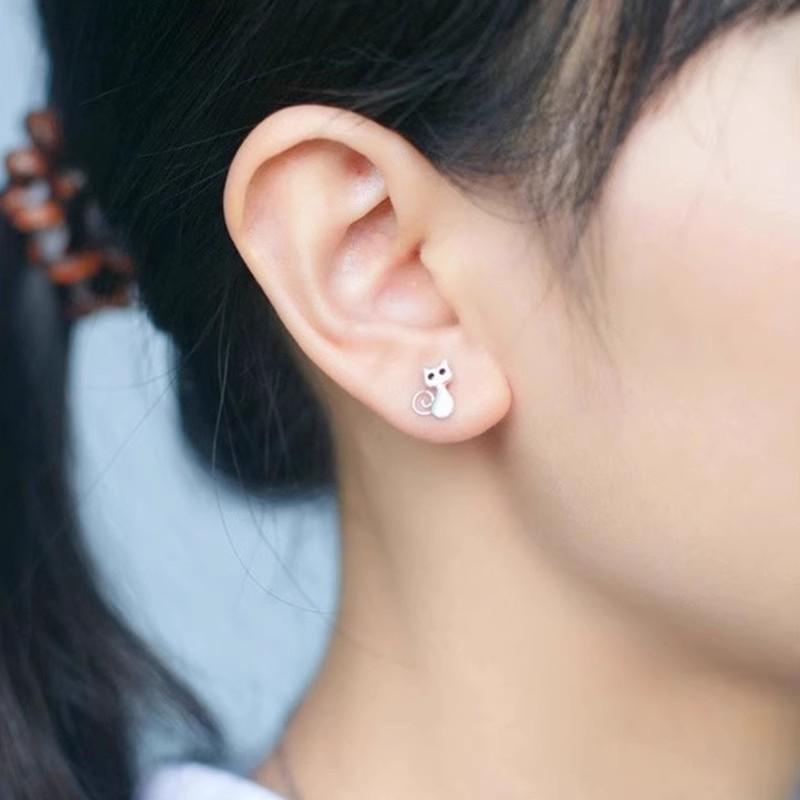 Stříbrné velké náušnice s kočkou pro ženy Šperky Korejské náušnice Pendientes Brincos