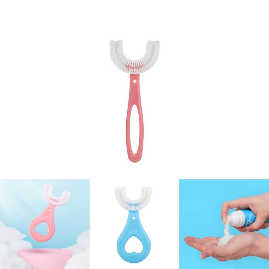 Adorable U-shaped Kids Toothbrush Made From Food Grade Silicone For Easy Use