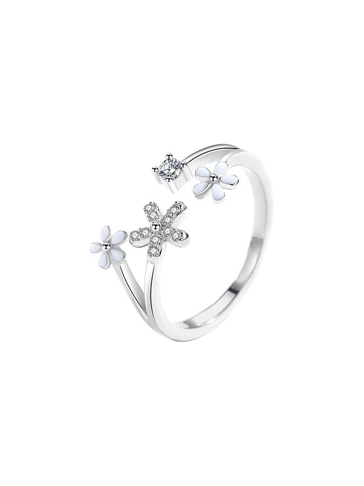 Bague marguerite en argent 925 plaqué, design frais et champêtre, cadeau idéal pour votre petite amie, bague à porter à l'auriculaire