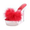 Dámské boty na jehlách Transparentní Crystal Furry Sexy módní sandály 14 cm Podpatek 4 cm Platforma WZ
