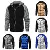 Men's Color Contrast Zipper Cardigan Hooded Sweatshirt Plus Size Casual Plush Outwear