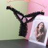Sexy Lace Open Crotch Thong: Low Waist, Sheer Mesh with Removable Pendant Japanese Style