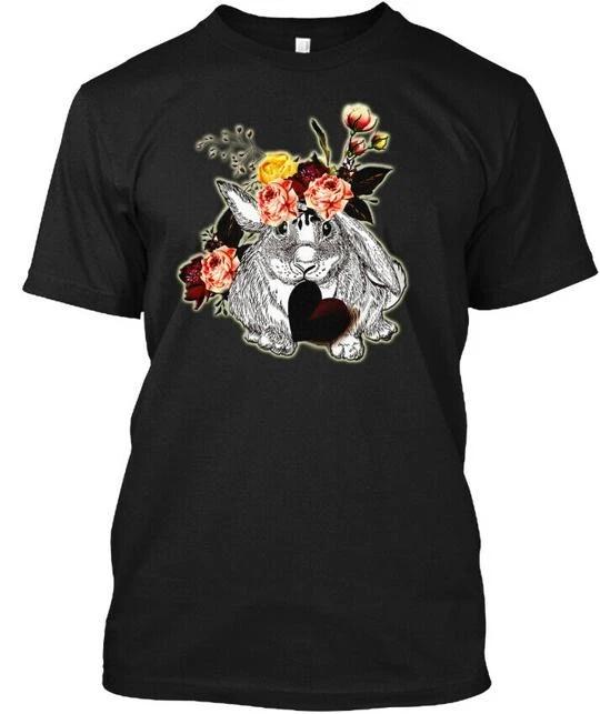 Funny Rabbit Heart Love Flower T Shirt Made In the USA Size S To 5XL