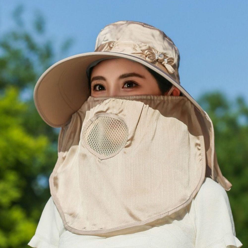 Lightweight Sunshade Sun Hat Wide Brim Neck Flap Hat Sunscreen Cap Women Picking Tea Hat Hiking