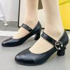 Women's Fashion Shoes, Round-toe High Heels, Thick Heels, Versatile Single-strap Buckle Shoes, Work Shoes