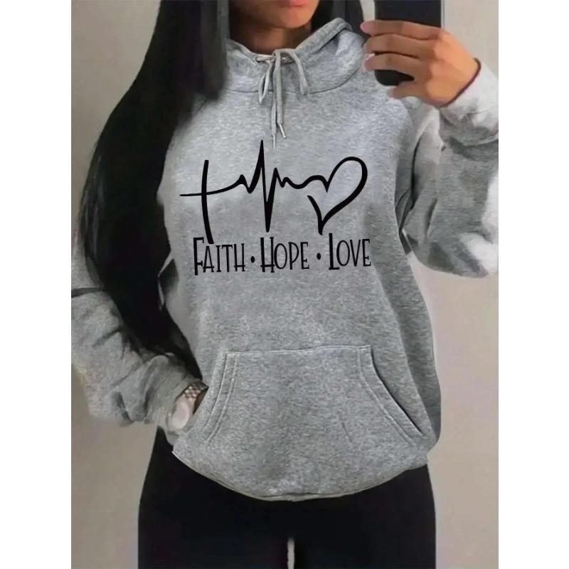 Hanorace Credință Speranță Iubire Grafic Litere Femei Hanorac Stradă Casual Larg Sweatshirt Toamnă Cu Glugă Gât O Îmbrăcăminte Femei Hanorace și Sweatshirturi Femei