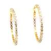 [F6837] - White Gold Plated 'Goddess' Hoop Earrings