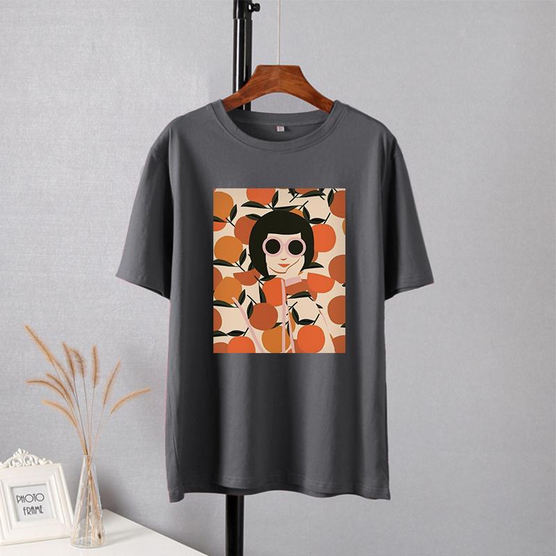 Shellsuning Vintage Graphic Printed T Shirts for Women Summer Casual Basic Black Tops Female Loose Short Sleeve Cotton Tees