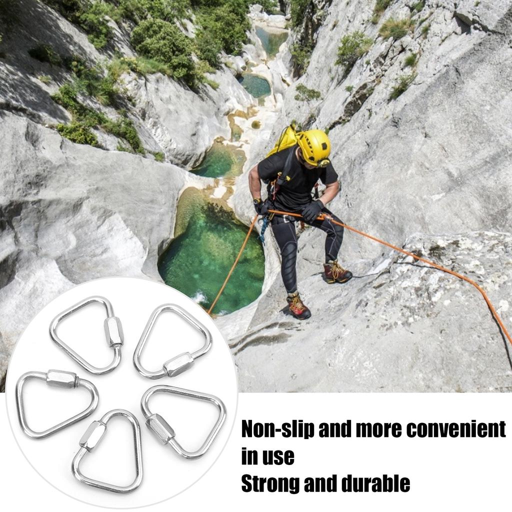 5pcs Locking Carabiner Stainless Steel Portable Easy To Carry Carabiner for Camping Hiking