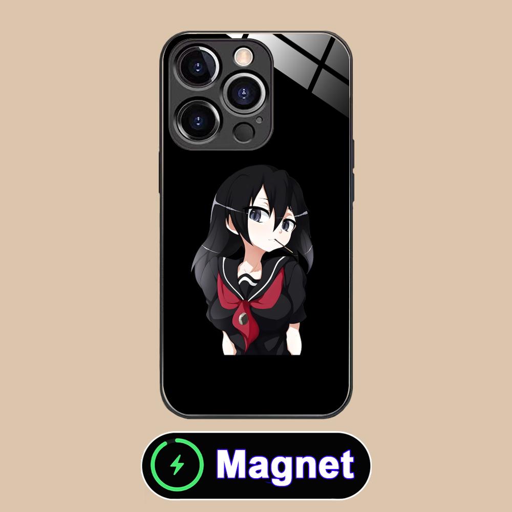 Akame Kurome Glass MagSafe Mobile Phone Case for iPhone 17 16 15 14 13 12 11 Air Pro Max Plus Mini Colorful Cover