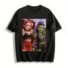 Halloween Dark Style Anime Character Print Top Trendy Sweet Cool Demon Frankenstein Theme Casual T-Shirt Pure Cotton T-shirt