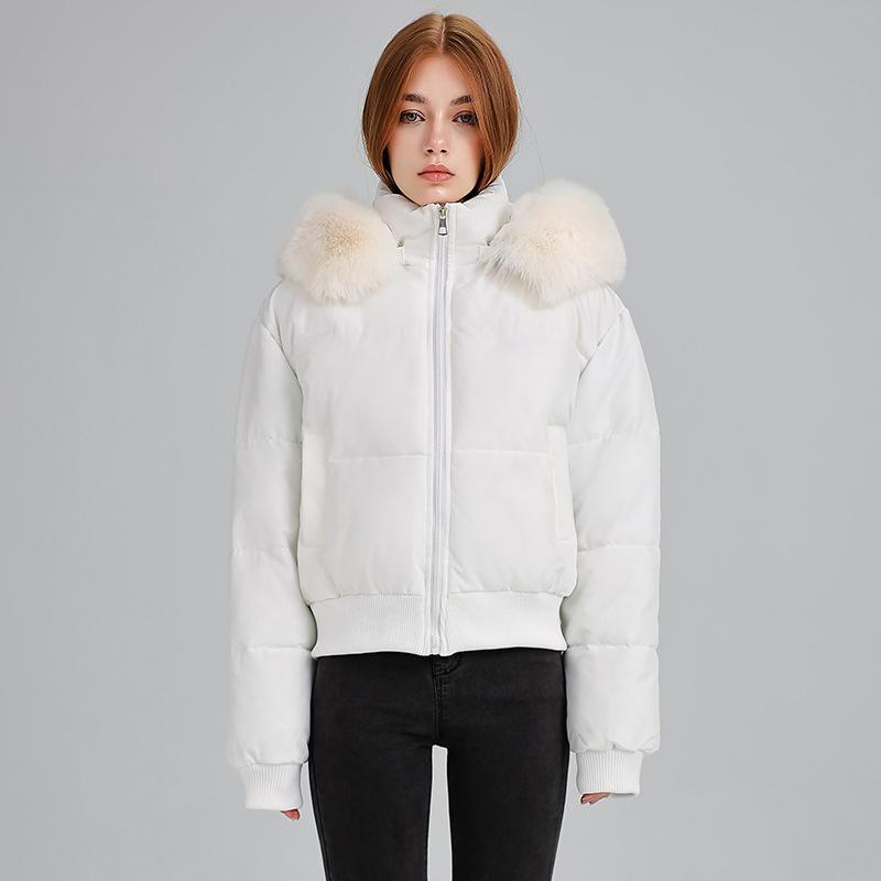 Women's Winter Loose Hooded Down Jacket Big Fur Trim Parka