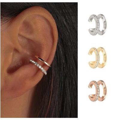 Cercei rafinați, fără pereți, cu buclă dublă CZ pentru ureche, pentru femei Piercing fals pentru cartilaj, 1 buc.