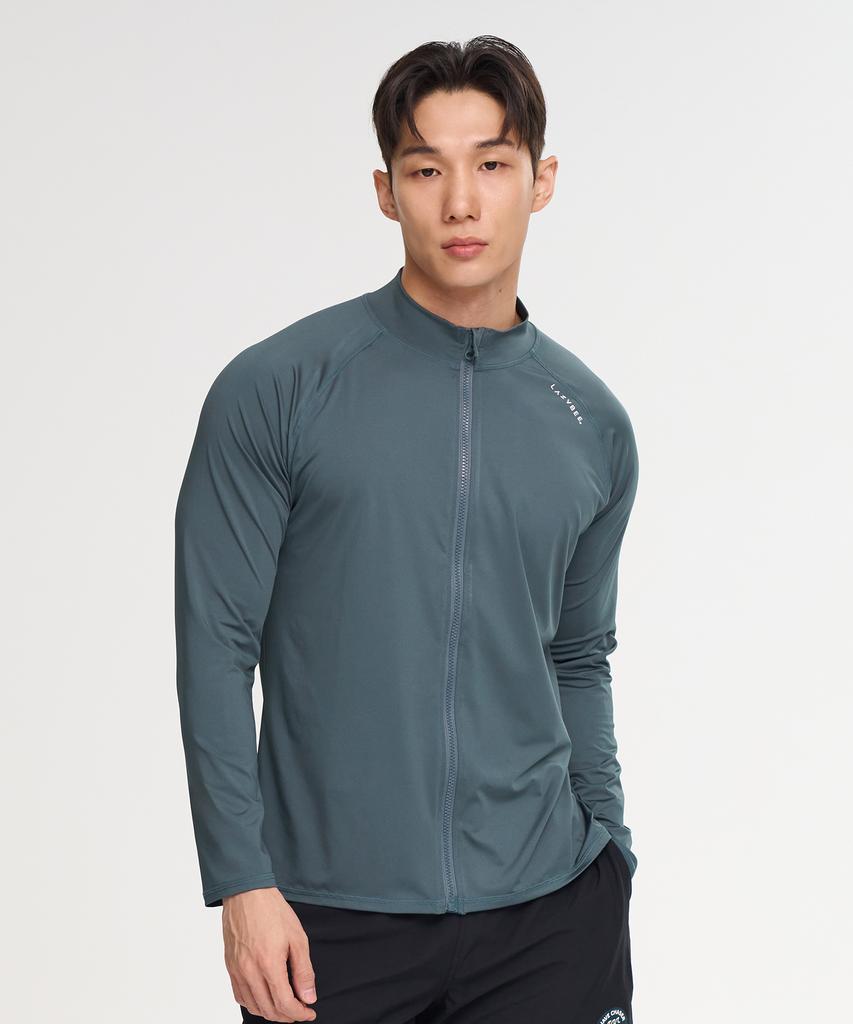 Leijibi Multi-Cooling Essential Men'S & Women'S Loose Fit Zip-Up Rash Guard Body Cover Swimwear (6 Colors) (Type A)