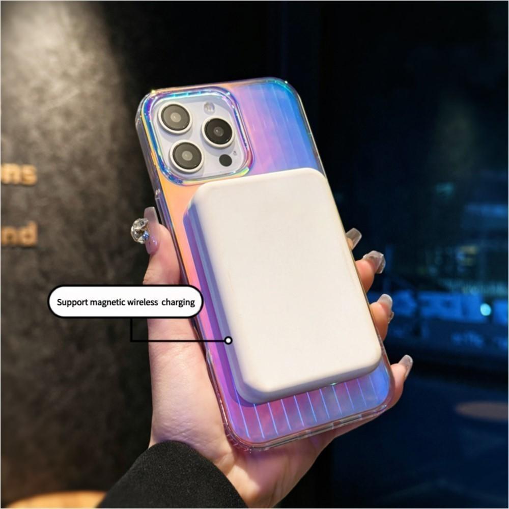 Laser Gradiënt Magnetische Draadloze Oplaadhoes Voor Voor Iphone 16E 16 1 14 13 12 11 Pro Max Plus Voor Transparante Acryl Cover