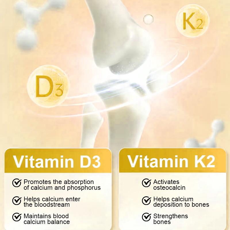 Bcuelov Vitamin D3+K2 Dietary Supplement, Calcium Absorption, 120 Softgels Per Bottle