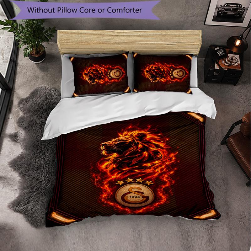 Galatasaray FC Themed Bedding 3Pcs Duvet Cover Set Decorative Bed Linen For Teen Room Home Decoration