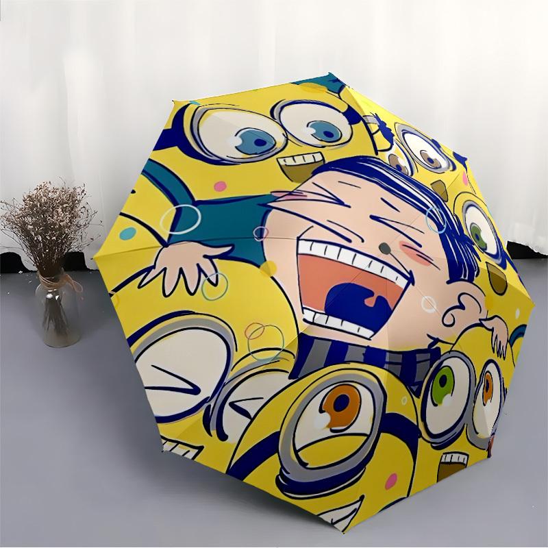 1pc Minions SpongeBob Automatic Umbrella 8 Rib Portable Folding Black Iron Frame for Outdoor, Beach, Travel, Beach Umbrella, Decorative Umbrella