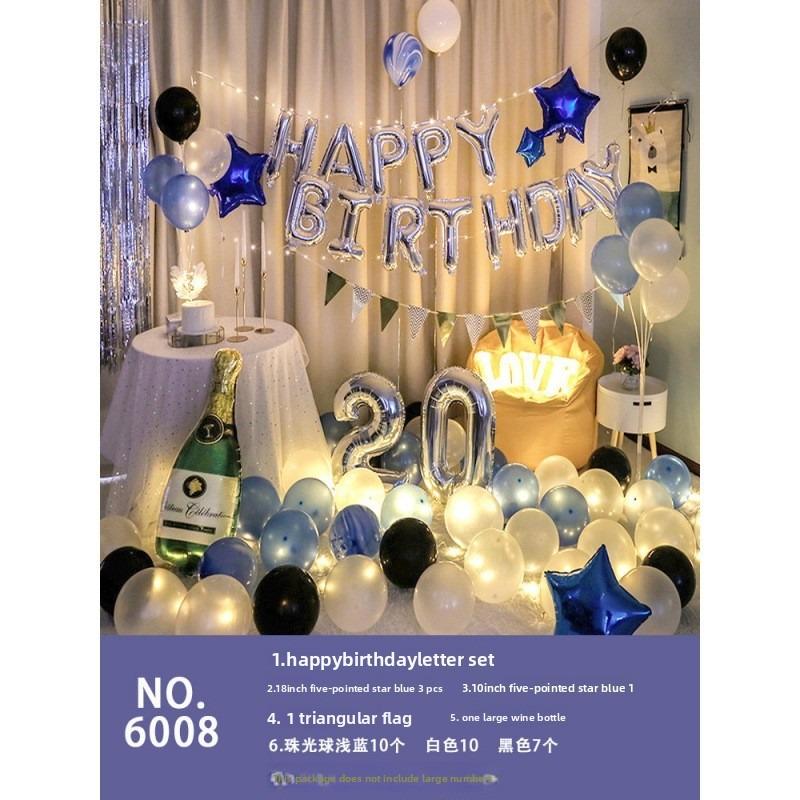 Födelsedag Aluminiumfolie Ballongset Alfanumeriskt Ballongset Födelsedagsfest Bakgrundsdekoration