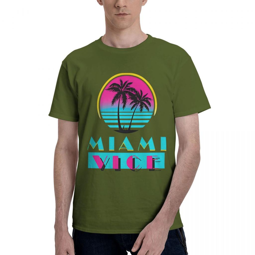 Miami Vice Round 100 Cotton Casual Breathable Confortable Clothes Designer Clothes Men Man Clothes