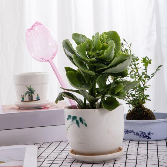 4 Pcs Tulip Self Watering Globes Planter Insert Automatic Watering Bulbs Reusable Plant Watering Spikes for Various Potted Plants