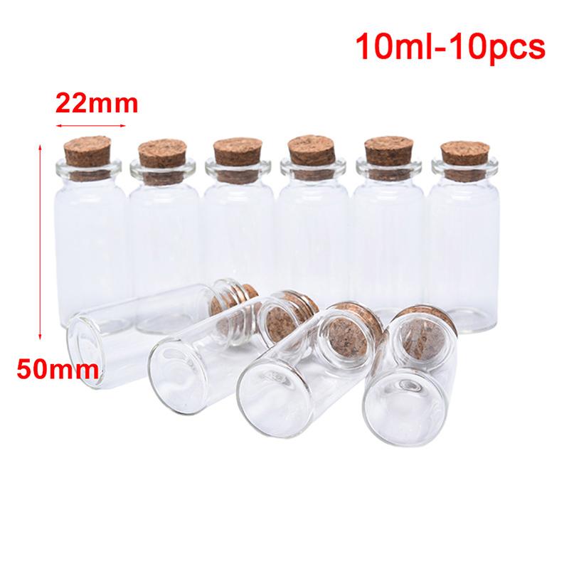 10pcs Mini Clear Glass Bottles with Cork Spice Message Vials Empty Wish Bottle DIY Drifting Empty Tiny Jars Party Decorations