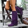 Bottes Vagabondes en Cuir Souple Froissé Vintage Femmes Automne 2025 Bout Pointu Talon Moyen À Enfiler Bottes Genou Chaussures Y2K