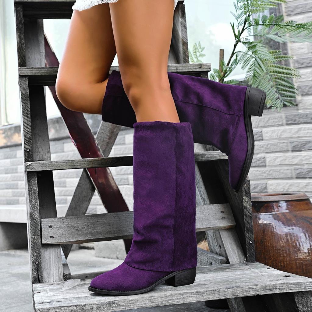 Bottes Vagabondes en Cuir Souple Froissé Vintage Femmes Automne 2025 Bout Pointu Talon Moyen À Enfiler Bottes Genou Chaussures Y2K