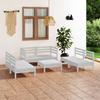 vidaXL 7 Pcs. Garden Lounge Set White Solid Wood Pine
