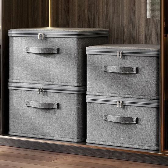 Scatola portaoggetti pieghevole in tessuto, contenitore cubico con coperchio con cerniera, impilabile, organizer per armadio per vestiti, biancheria da letto, giocattoli, coperte